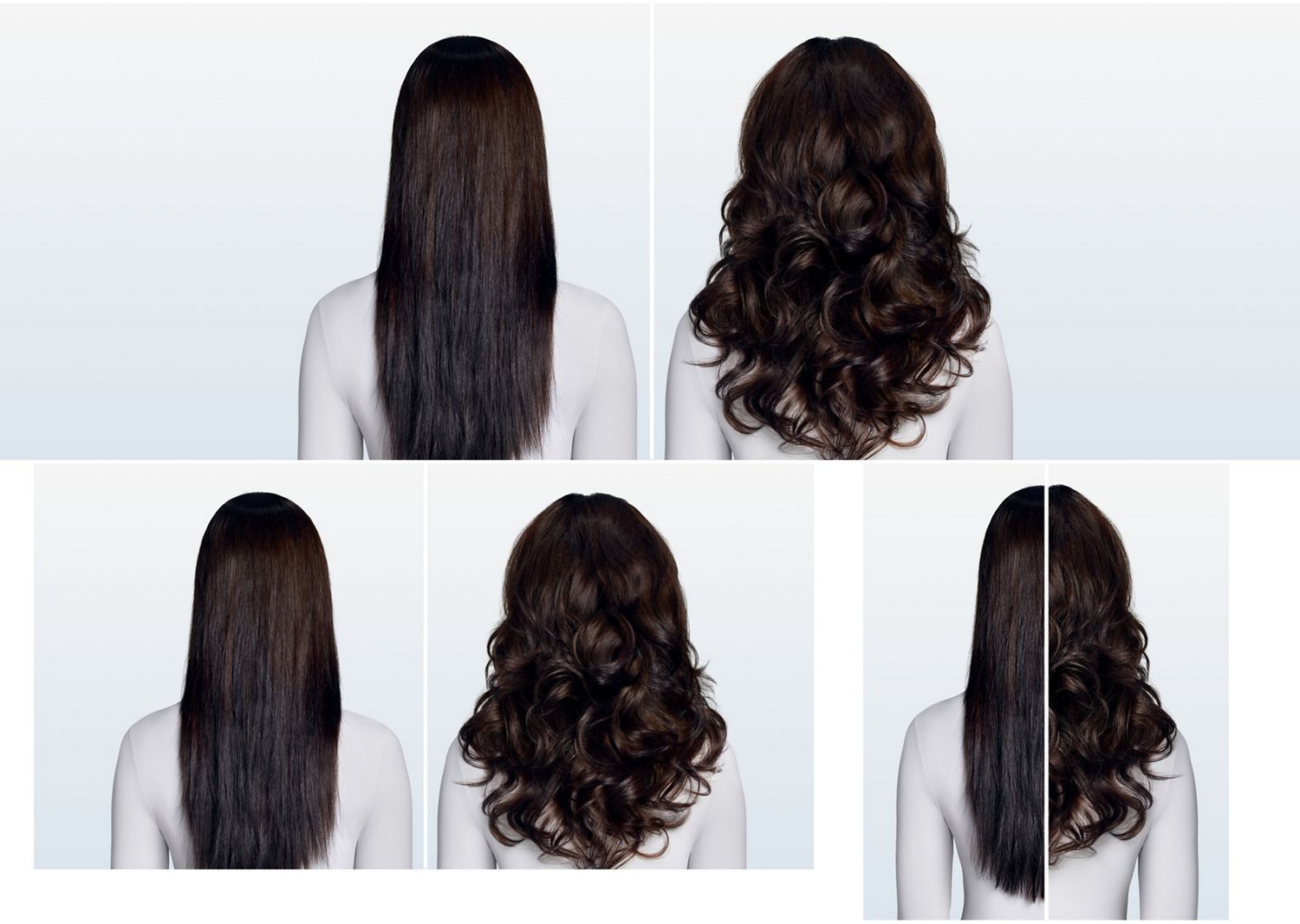 Straight hair before and after styling with the Dyson Airwrap Co-anda2x multi-styler and dryer.