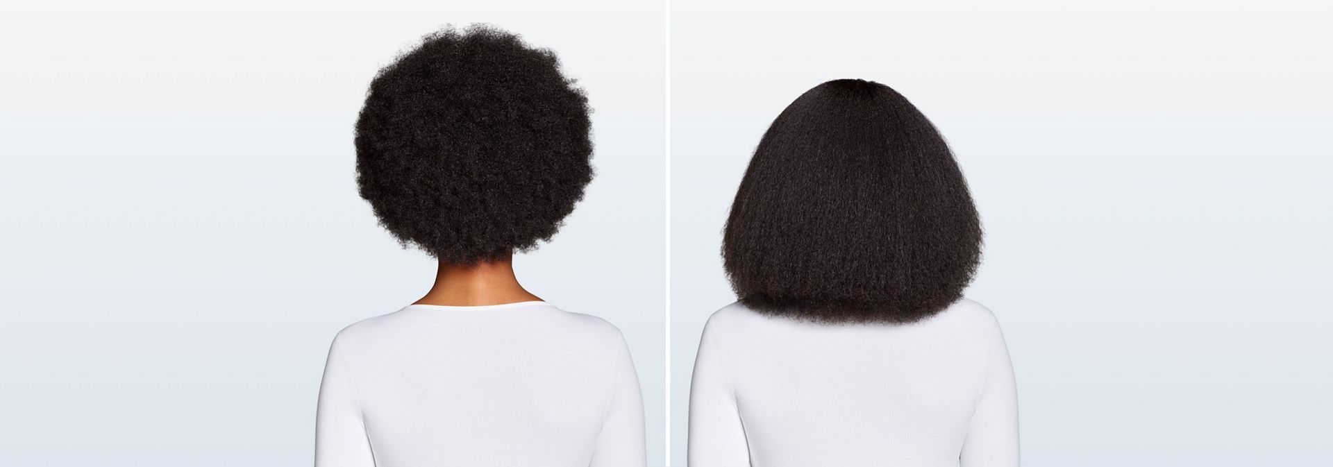 Coily hair before and after styling with the Dyson Airwrap Co-anda2x multi-styler and dryer.