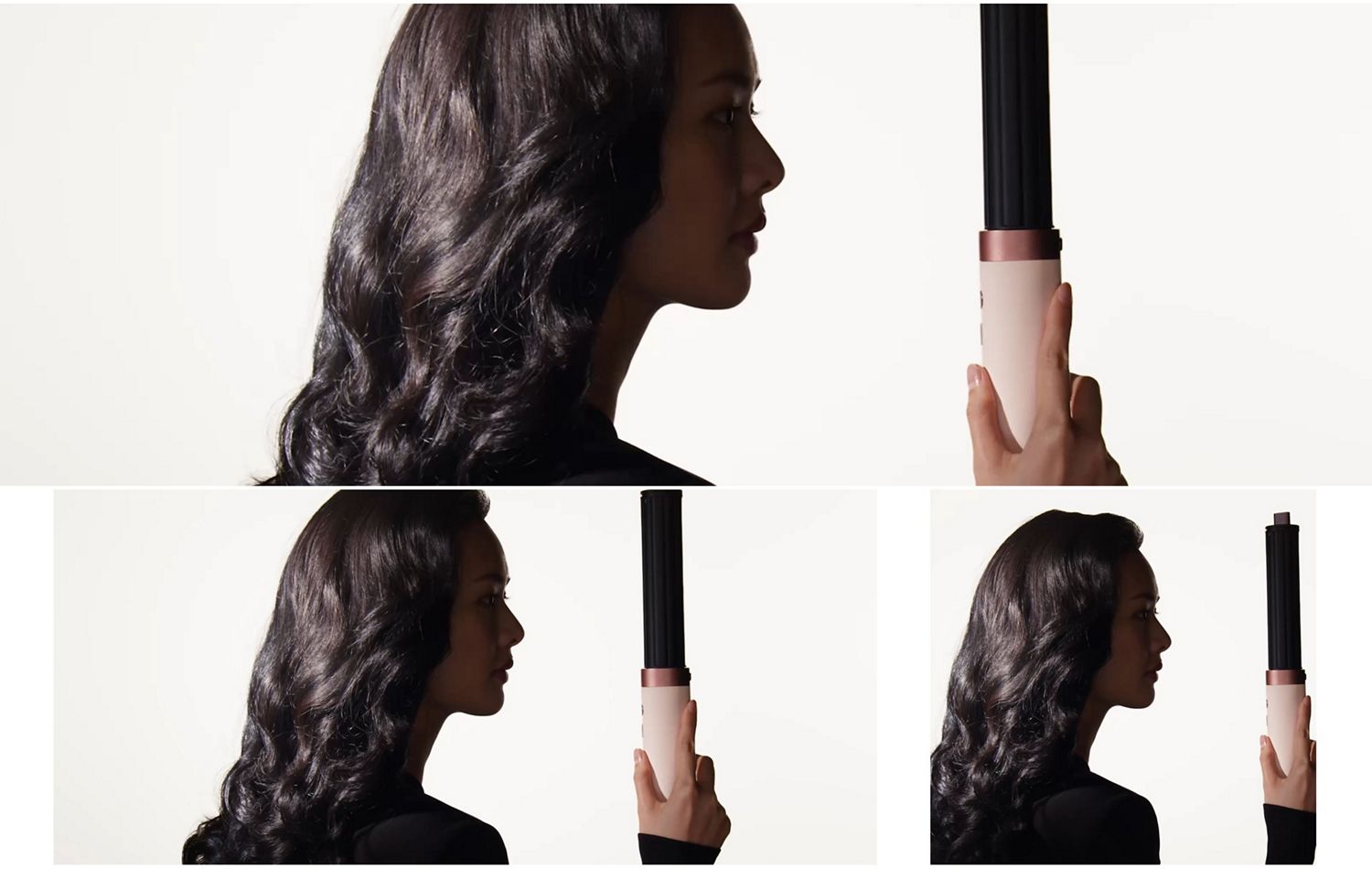 Silhouetted model holds the Dyson Airwrap Co-anda2x multi-styler and dryer.