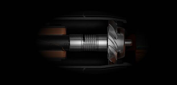 Cutaway showing the powerful Gen2 motor inside the Dyson Airwrap Co-anda2x multi-styler and dryer.