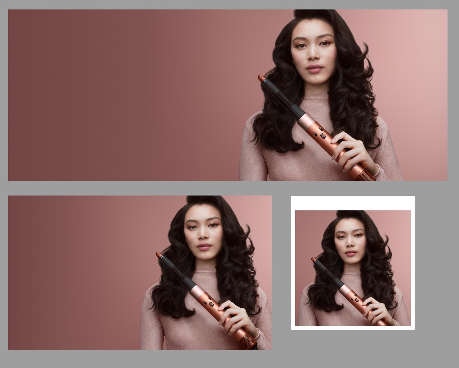 Dyson Airwrap ID multi-styler and dryer used by a model to curl her hair.