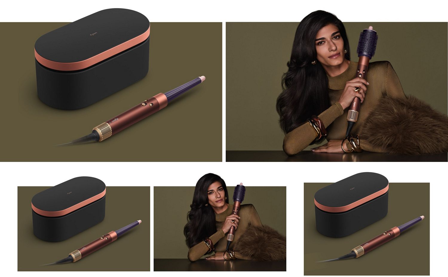 Dyson Airwrap i.d. multi-styler with Presentation case and a model holding the device.