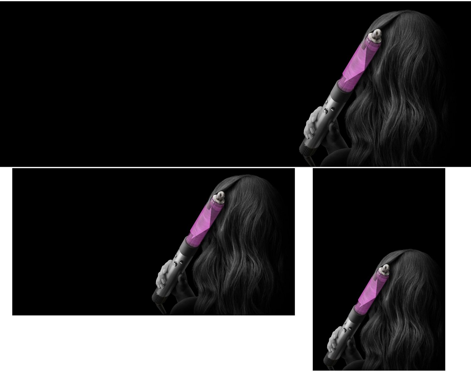 Model using re-engineered Dyson Airwrap barrel with Enhanced Coanda effect