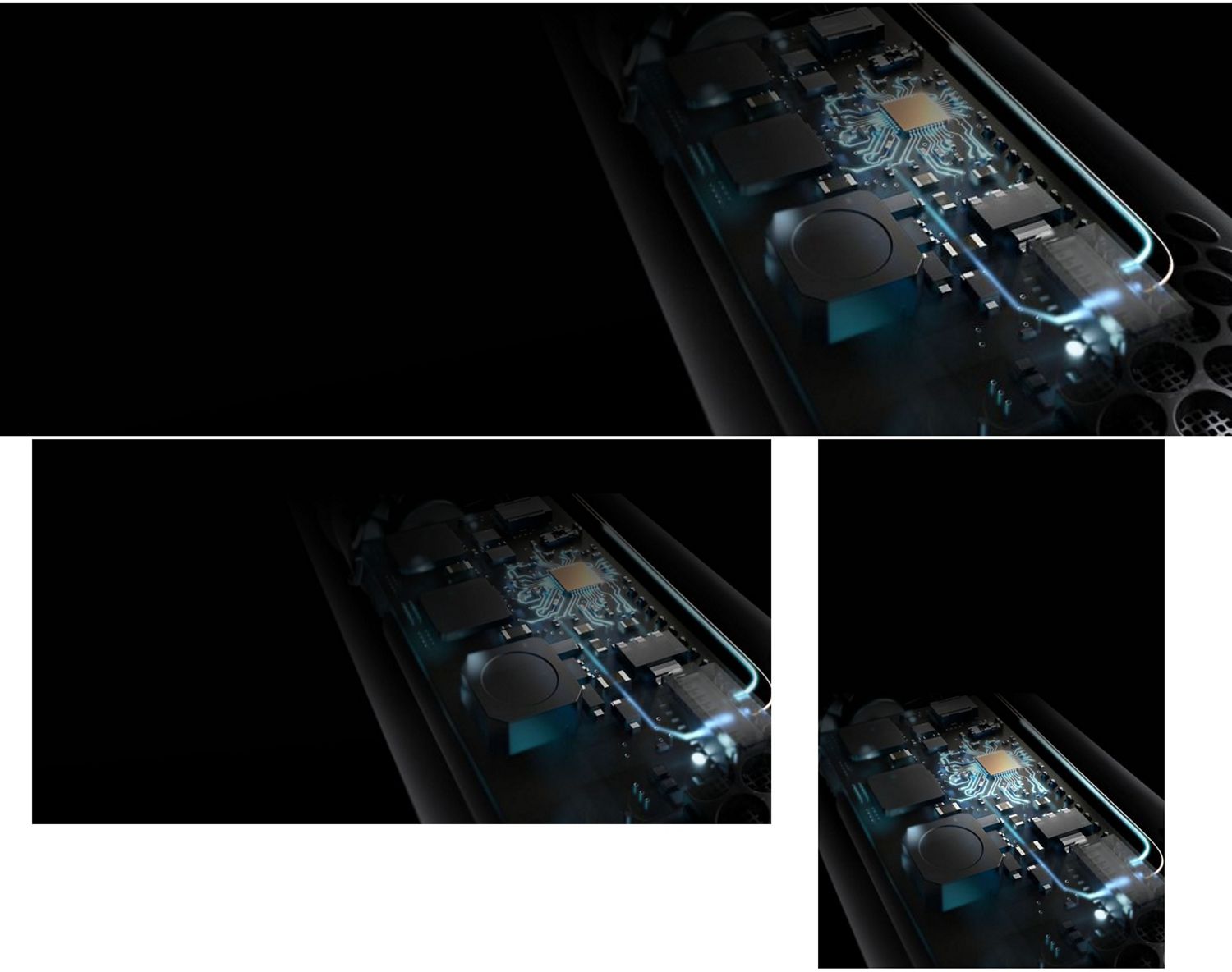 Cutaway of the heat control system within an Airwrap multi-styler and dryer.