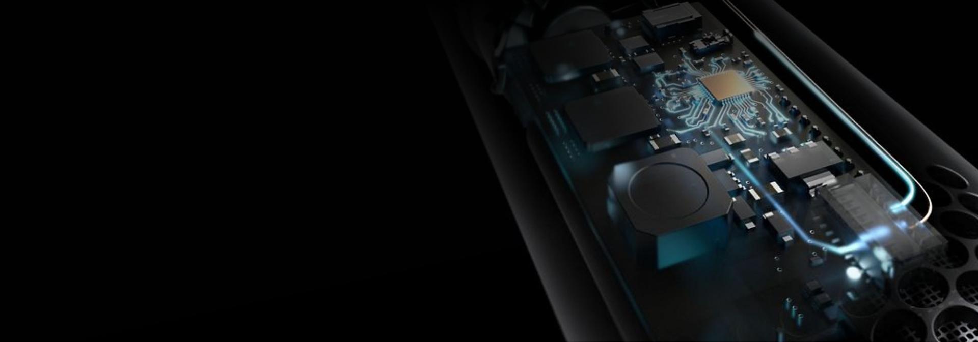 Cutaway of the heat control system within an Airwrap multi-styler and dryer.