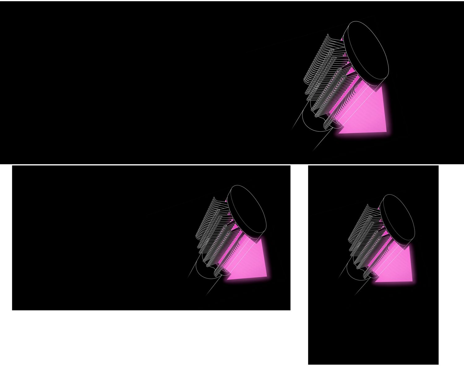 Pink graphics show the airflow through the Anti-snag loop brush. Pink graphics show the airflow through the Anti-snag loop brush.