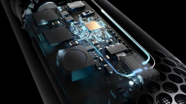 Secțiune a sistemului de control al căldurii din interiorul unui dispozitiv Airwrap.