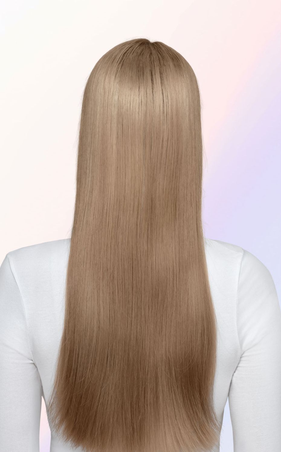 Before and after of straight hair styled with the Dyson Airsmooth styling brush.