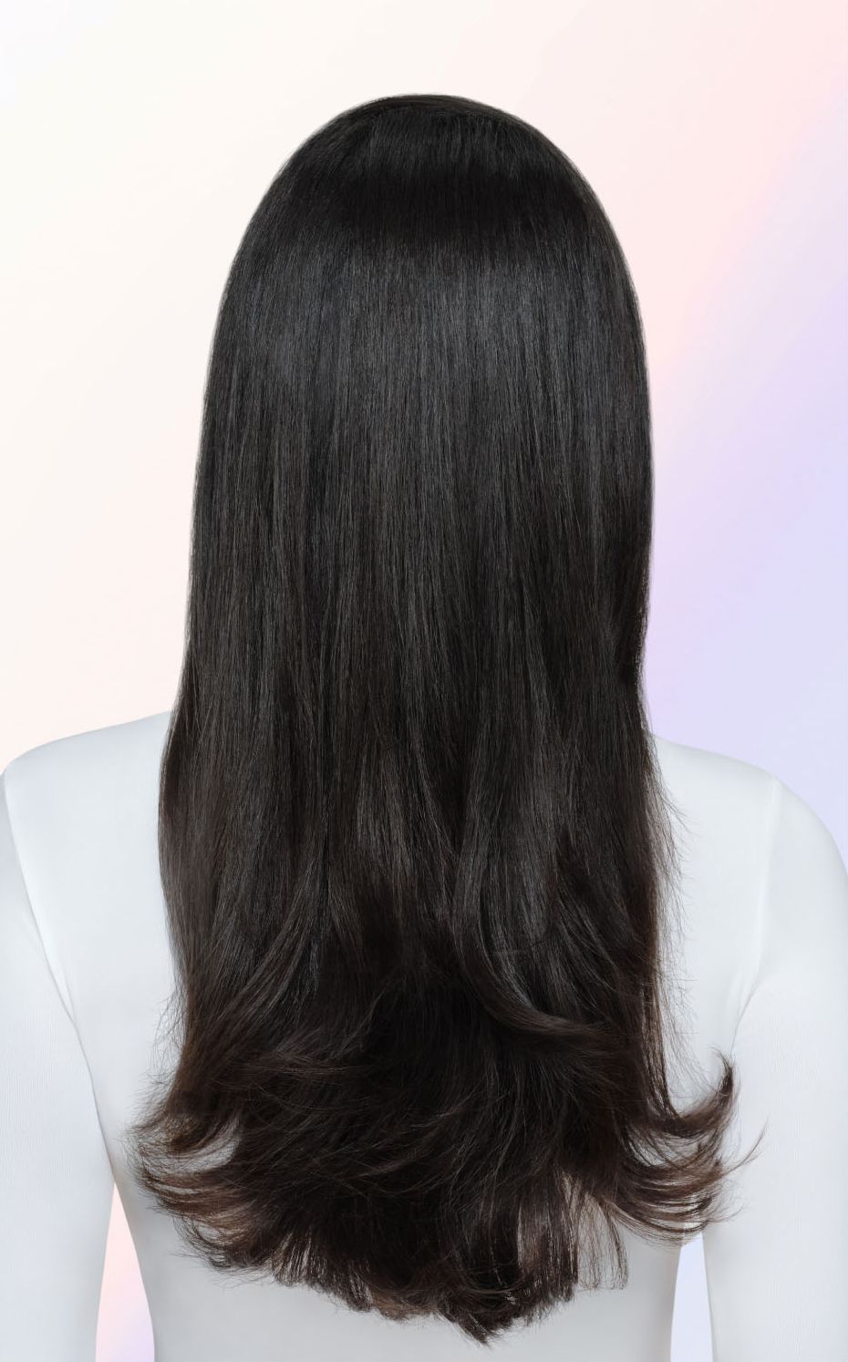 Before and after of wavy hair styled with the Dyson Airsmooth styling brush.