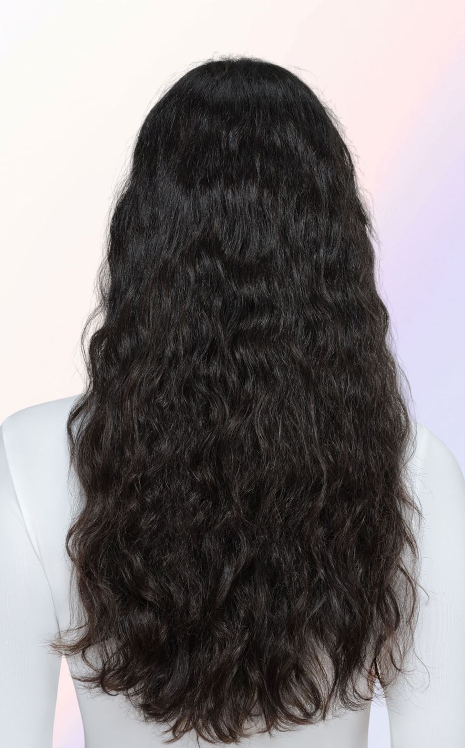 Before and after of wavy hair styled with the Dyson Airsmooth styling brush.