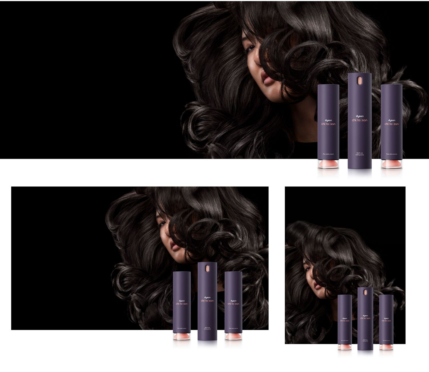 A brunette model smooths flyaways with her Dyson Airwrap Origin multi-styler and dryer.