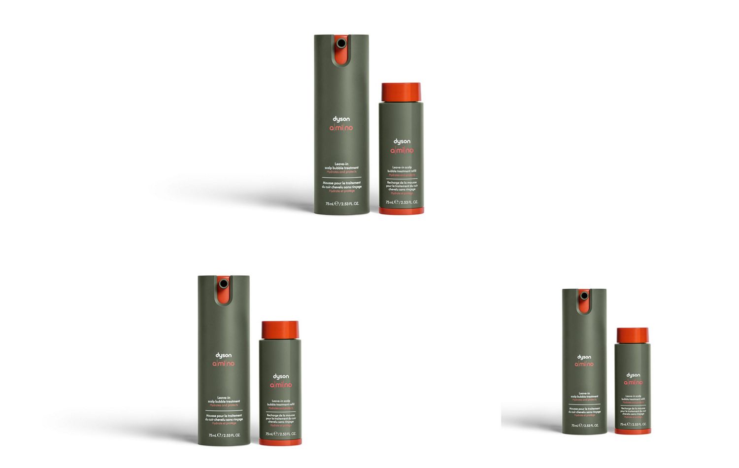 Dyson Amino leave-in scalp bubble treatment and refill.