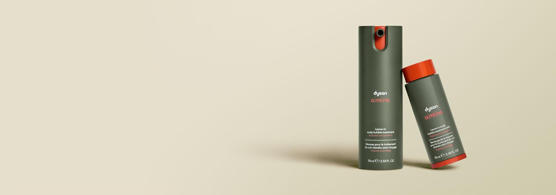 Dyson Amino leave-in scalp bubble treatment along with a refill.