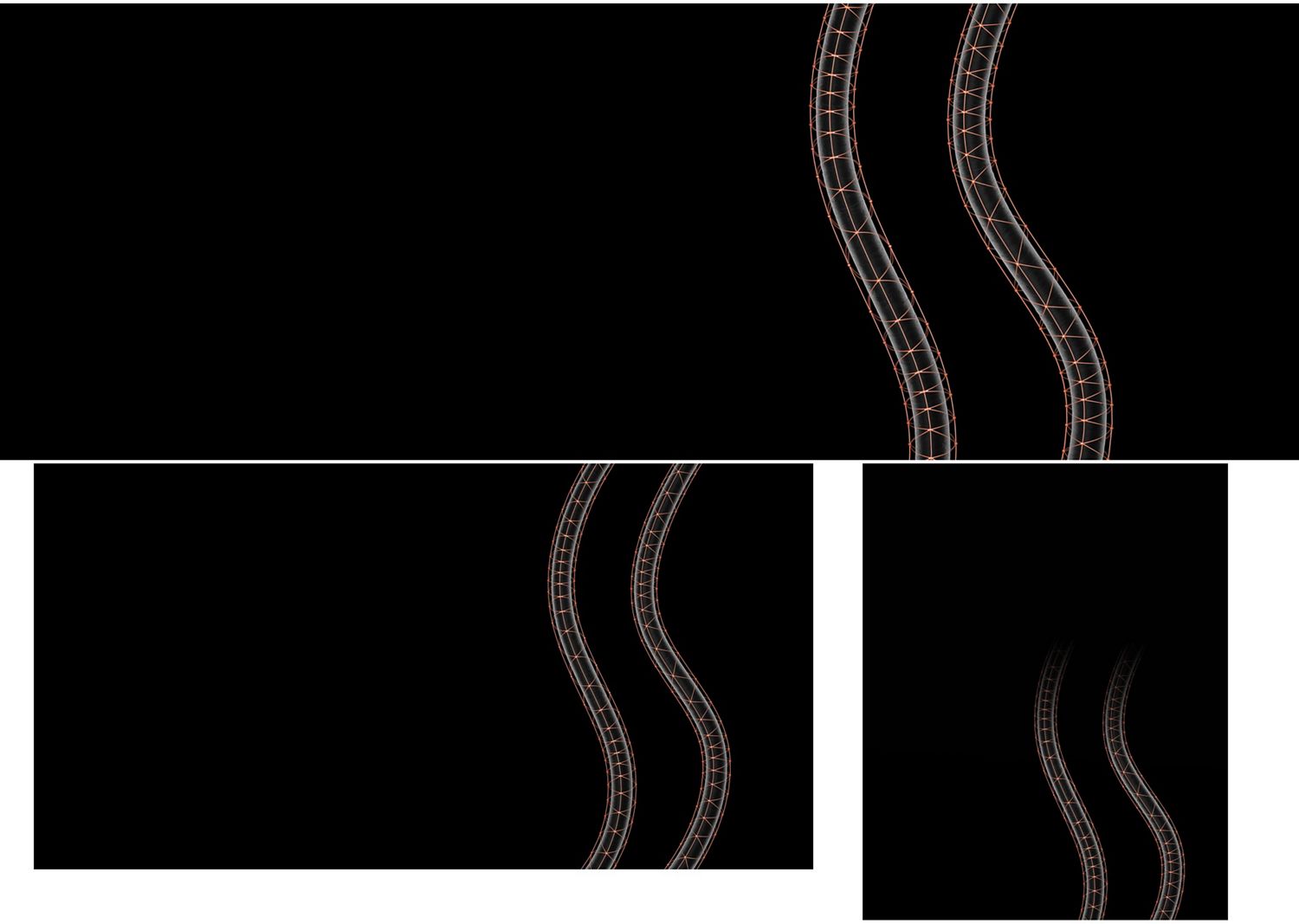 Microscopic close-up of hair strands surrounded by delicate golden web-like structures. 