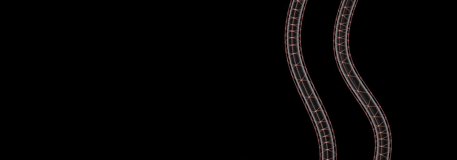 Microscopic close-up of hair strands surrounded by delicate golden web-like structures.