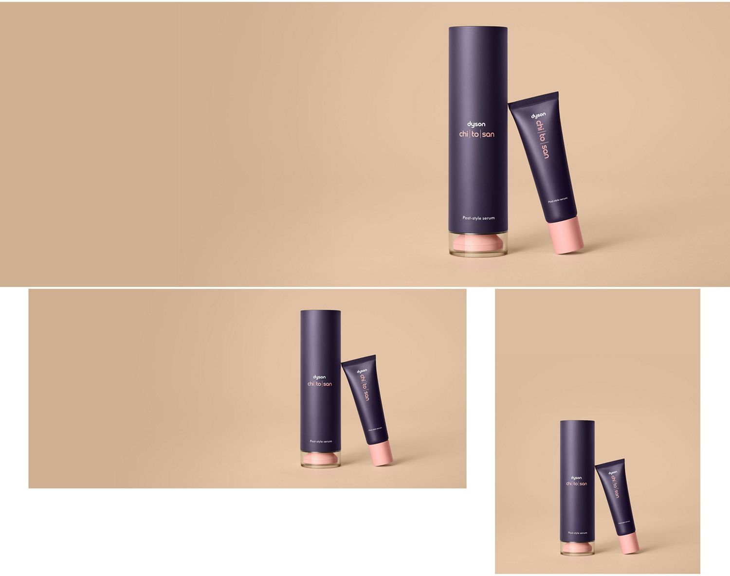 Dyson Chitosan Post-style serum travel mini and full-size spray.