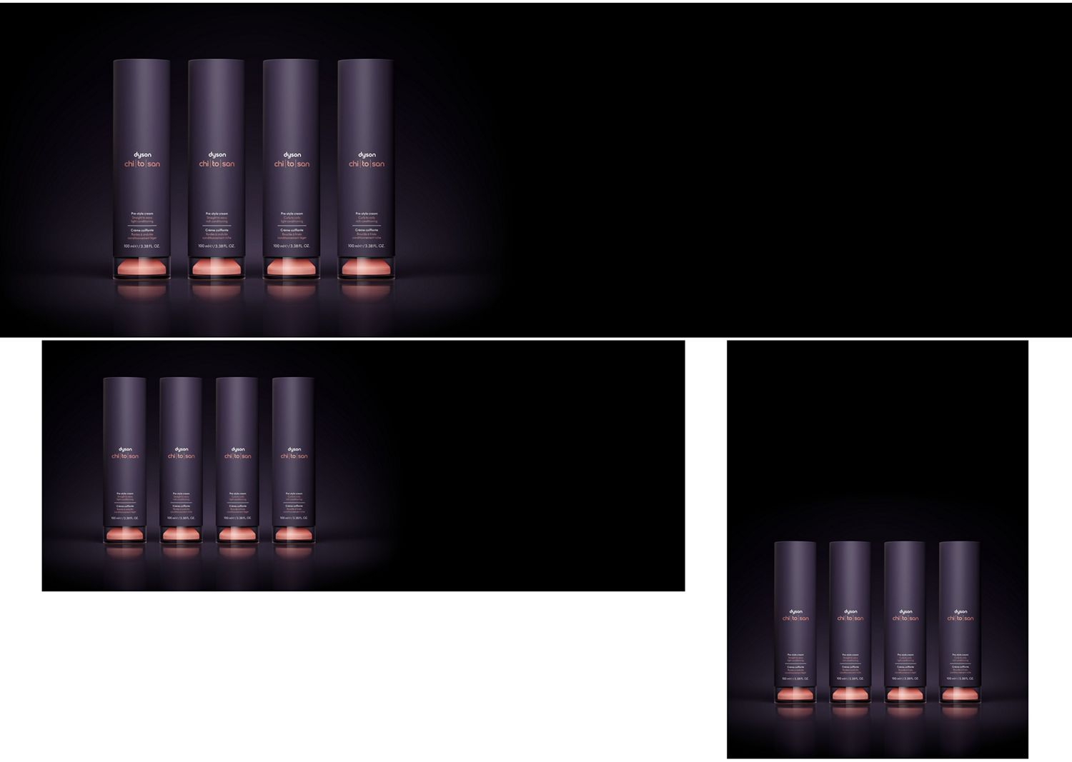 The range of Dyson Chitosan Pre-style cream formulations.