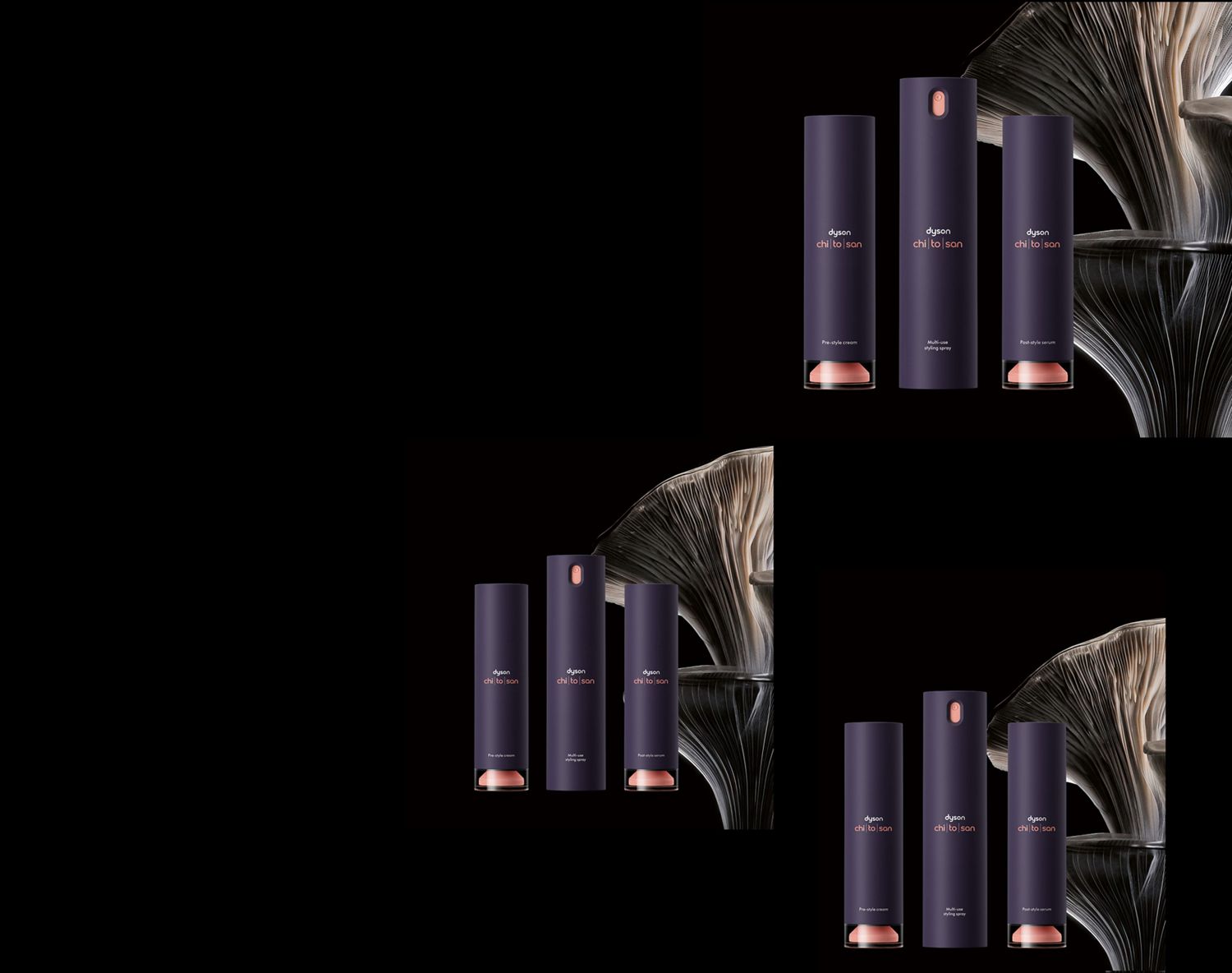 Dyson Chitosan Multi-Use-Stylingspray in der 165-ml-Größe und als Nachfüllpack.