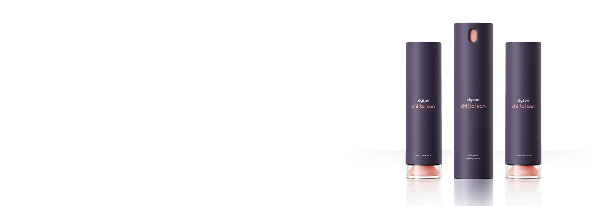 The Dyson Chitosan styling range in front of a stack of oyster mushrooms.