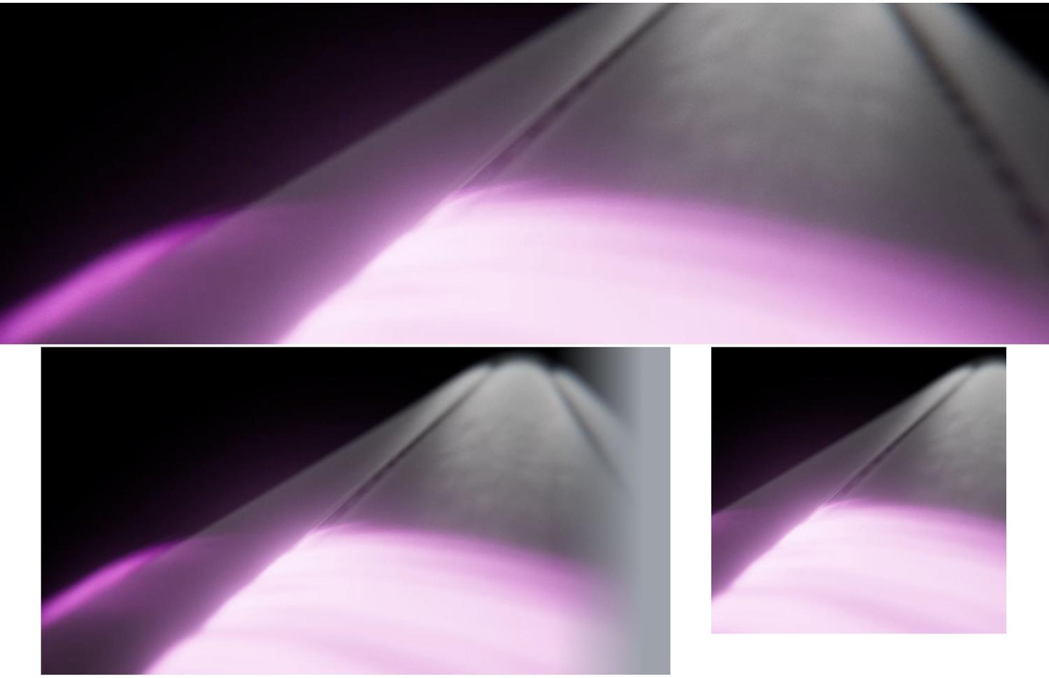 An animation of airflow, visualised in vibrant pink and blue, moves through a cutaway of a machine.