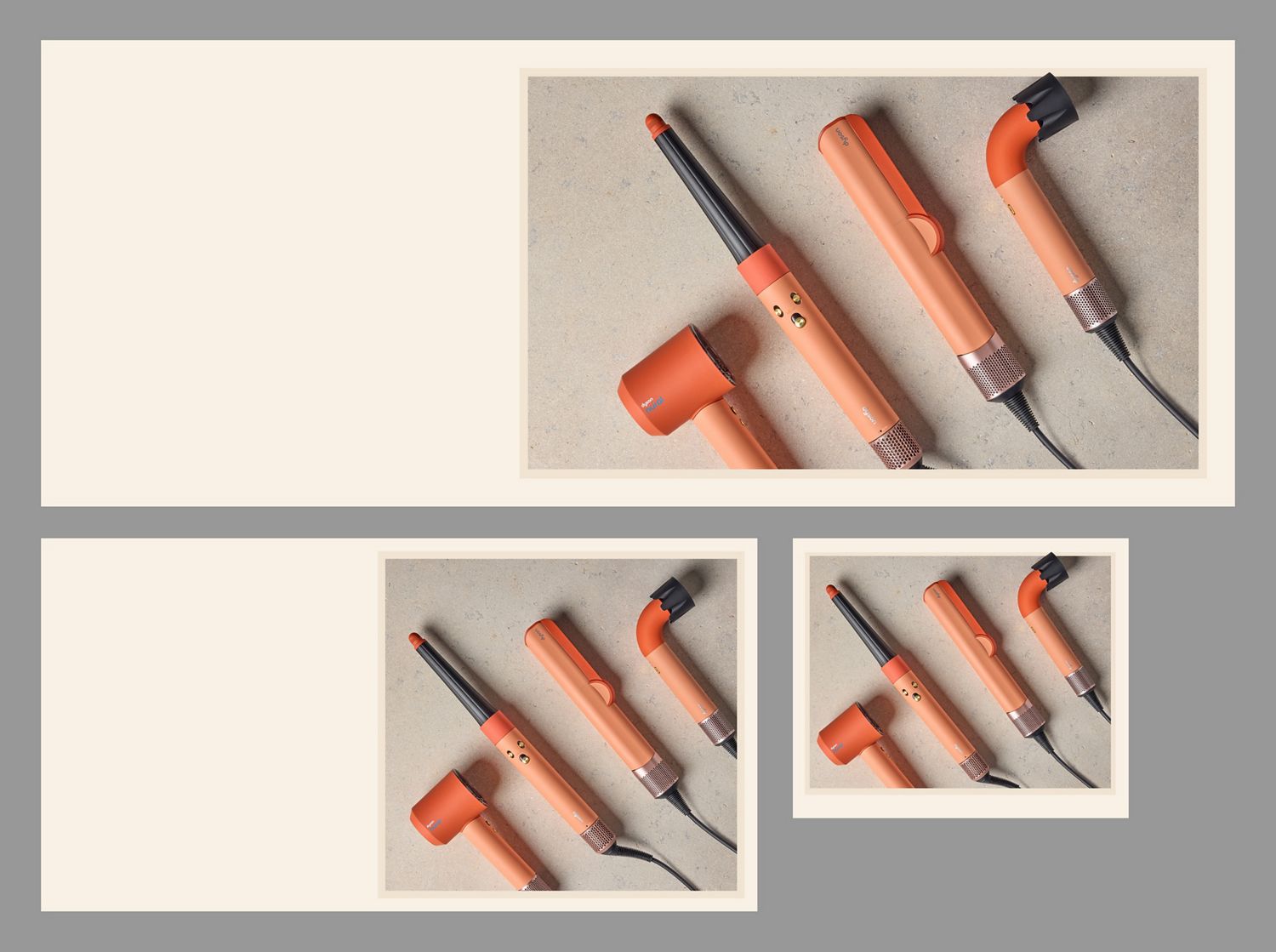 Dyson Beauty devices in the new Ceramic apricot colourway.