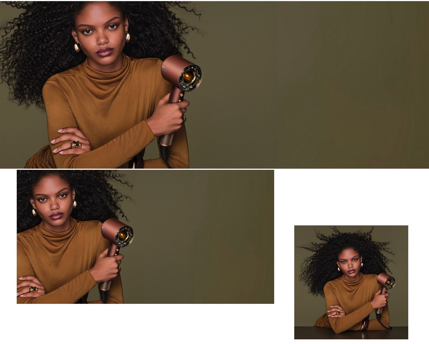 Ein Model hält den Dyson Supersonic Nural™ Haartrockner.