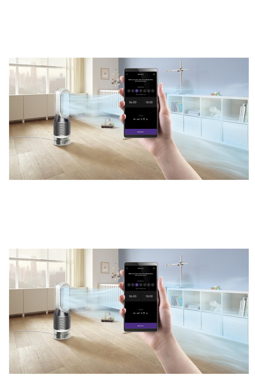 Schedule being set on the Dyson Link app