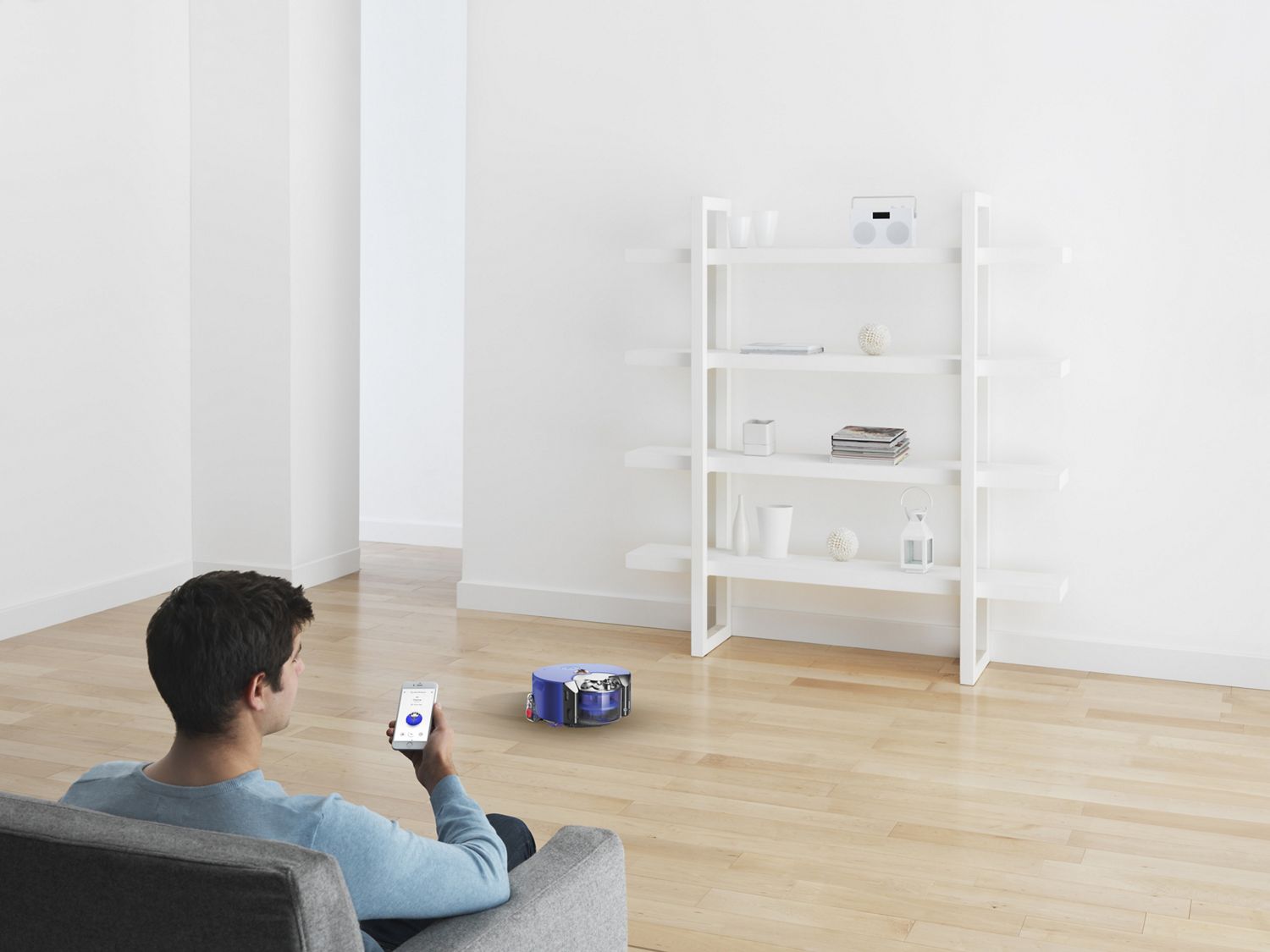 Dyson robot vacuum being controlled at home using the Dyson Link app