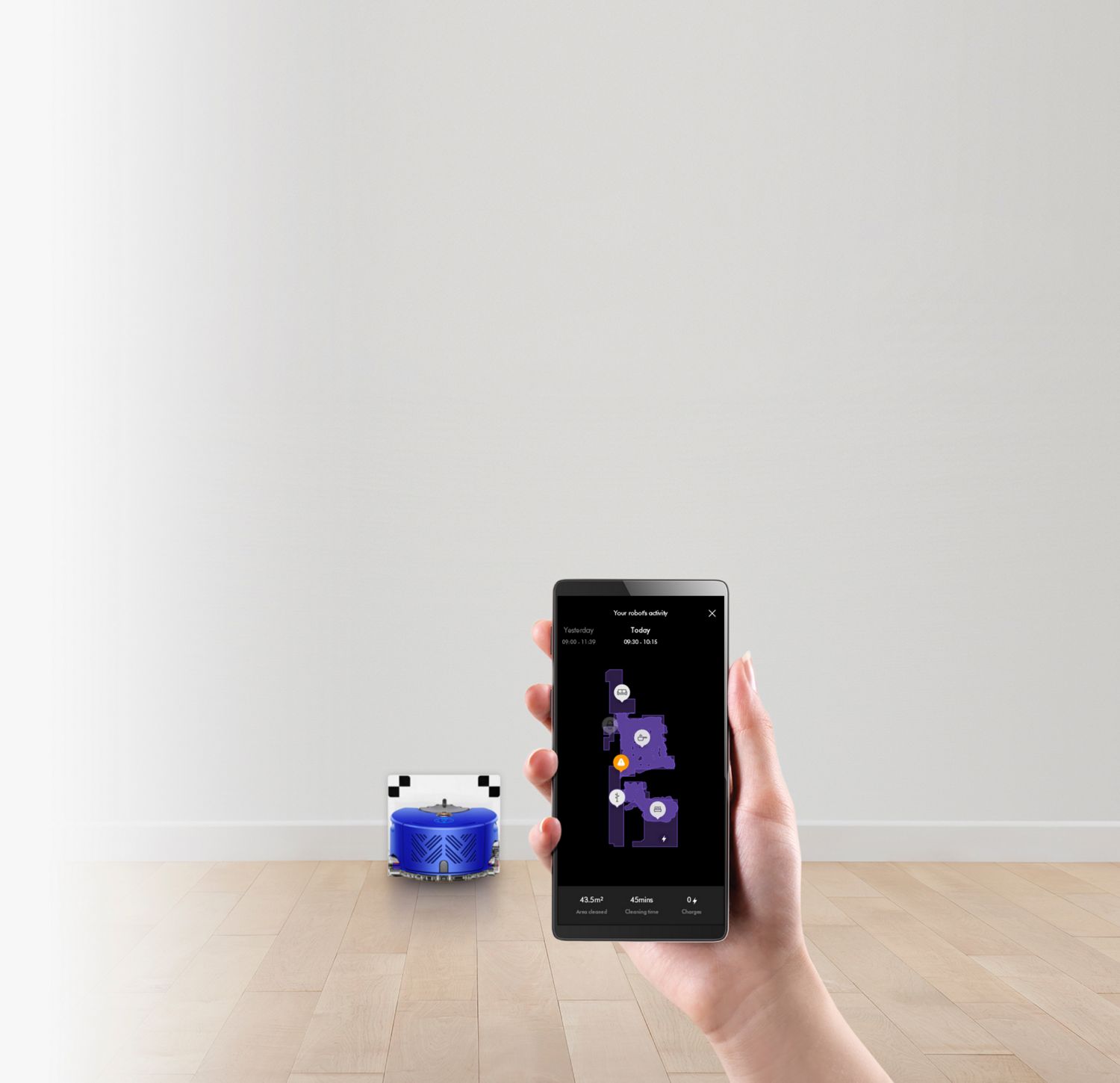 Map on the Dyson Link app showing where the robot has cleaned