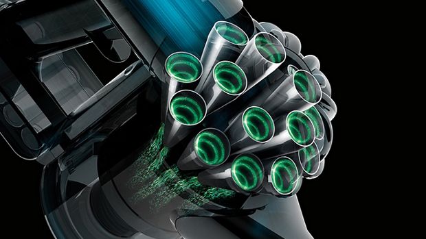 Dyson V7 氣旋內部運作透視圖