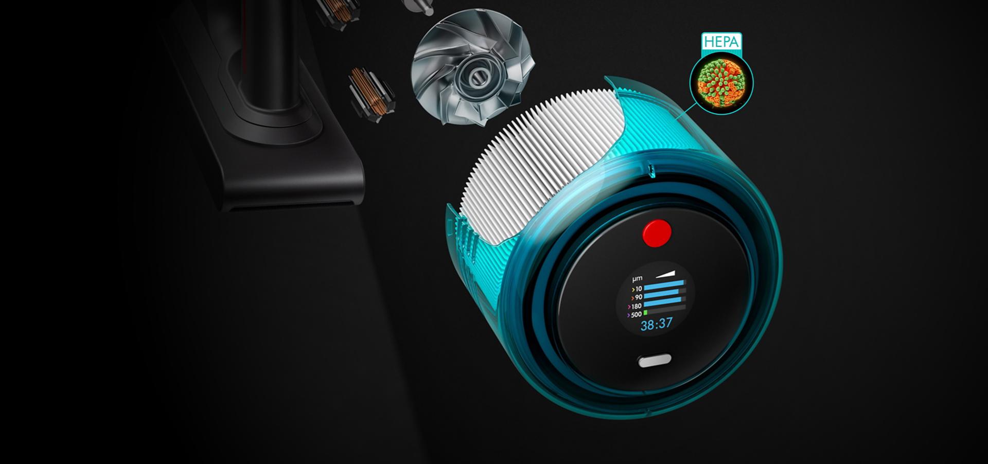 Cutaway of the HEPA filtration unit.