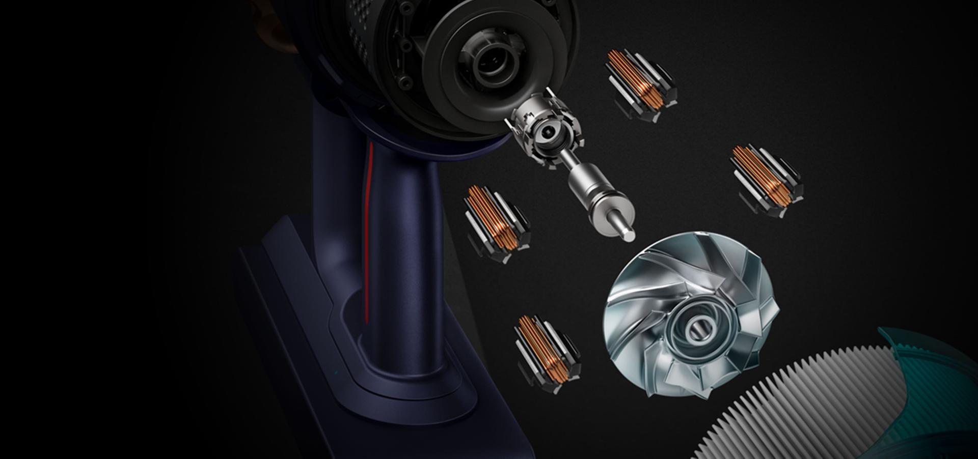 Cutaway of the motor inside Dyson's most powerful cordless vacuum.