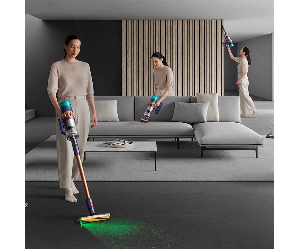 Dyson Gen5detect as a stick and handheld vacuum vacuuming around the home