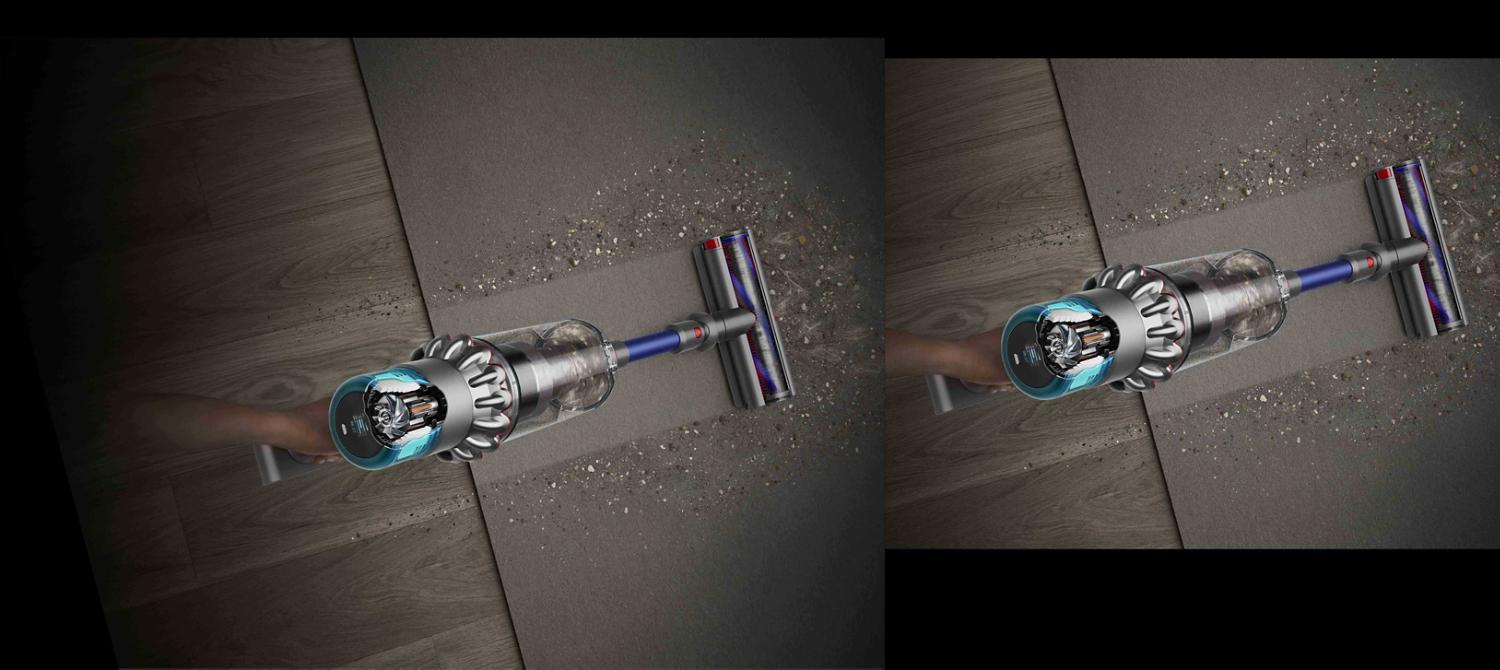 Dyson Gen5outsize shifting from a hard floor to a carpet.