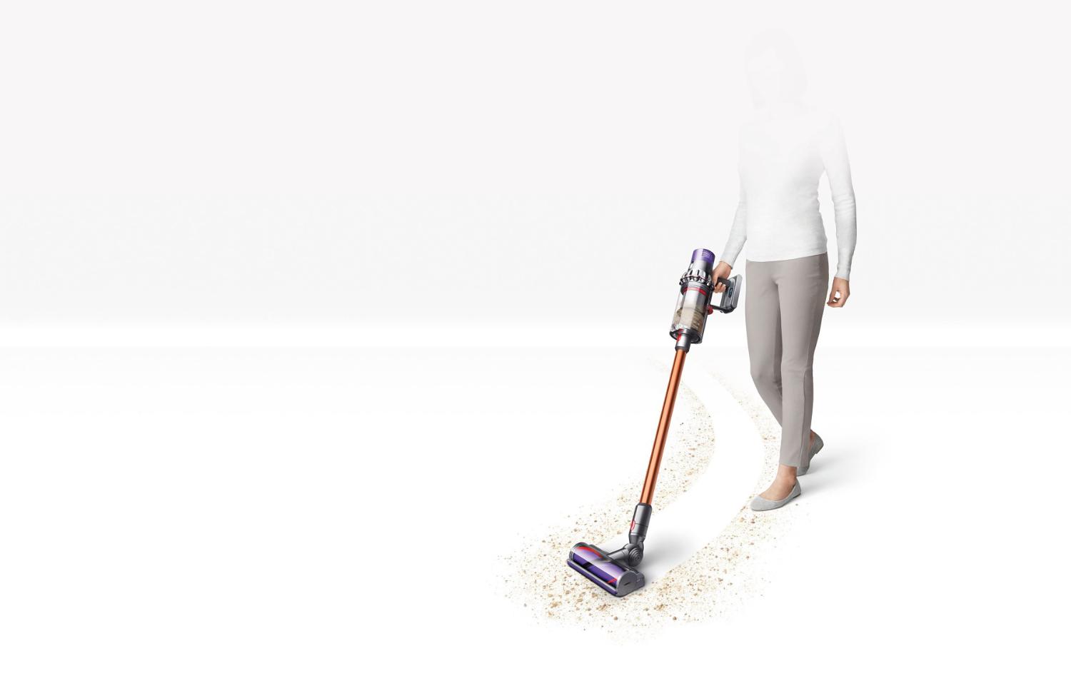 Dyson Cyclone V10™ vacuum cleaner on white floor