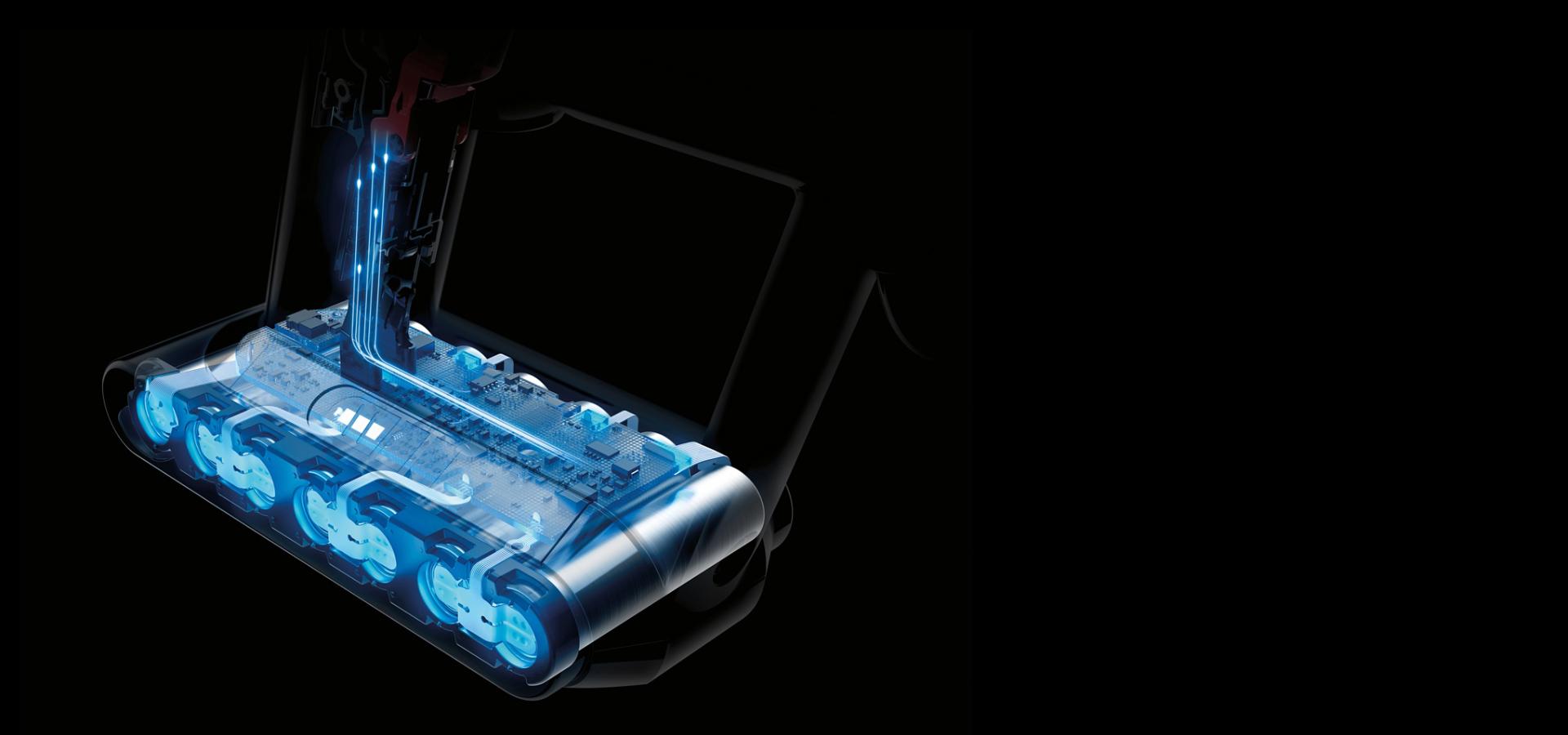 Ilgāks darbības laiks ar Dyson unikālo akumulatora taupīšanas sistēmu