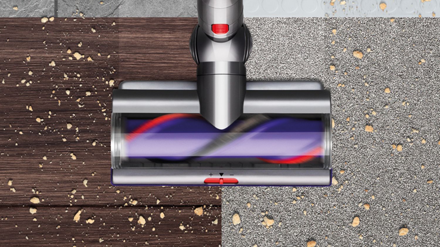 Woman cleaning floor using Dyson cyclone V10 vacuum cleaner 