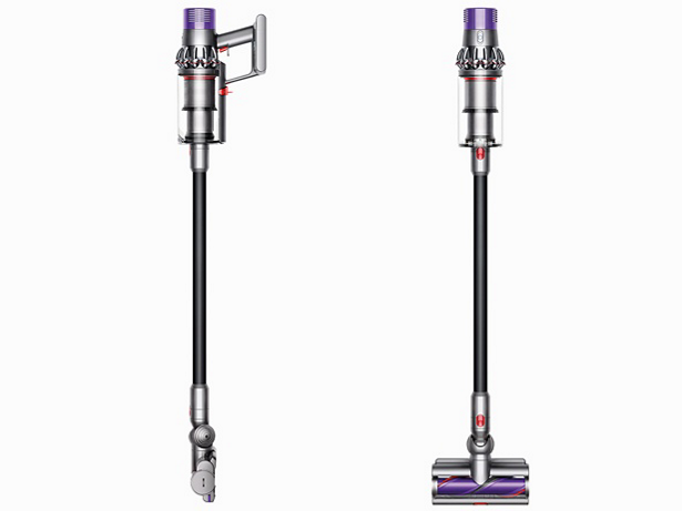 Dyson V10 absolute black front and side view