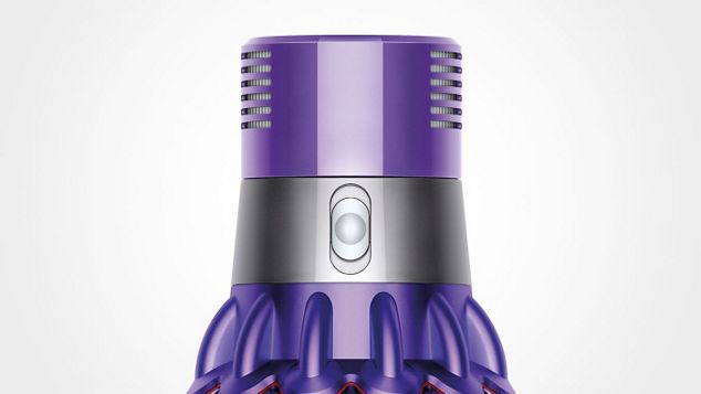 Close-up of quick release button on V10 vacuum cleaner