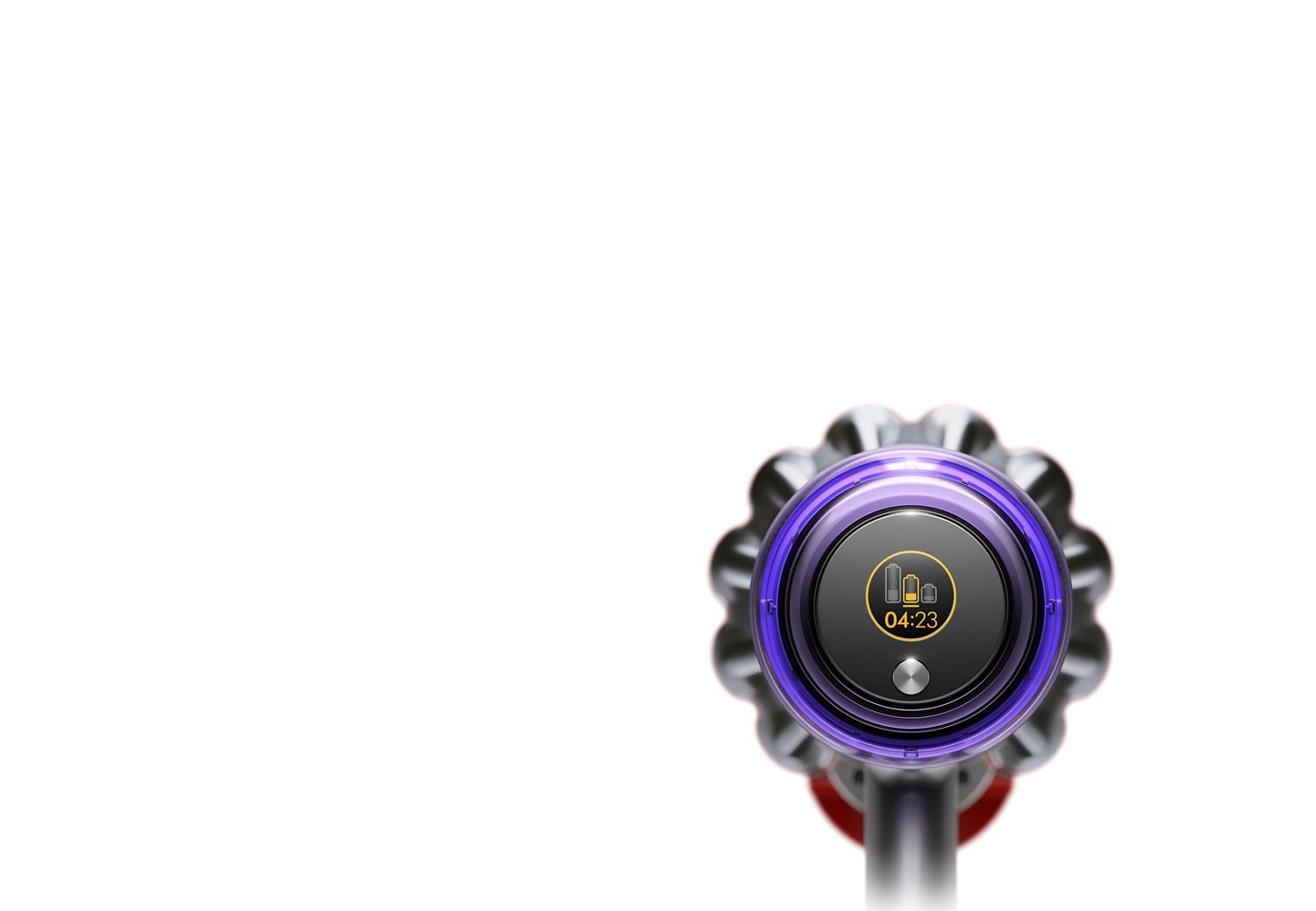 Dyson V11™ støvsugerens skærm, der viser den resterende driftstid