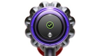 Dyson V11™ cordless vacuum cleaner LCD screen showing tick symbol