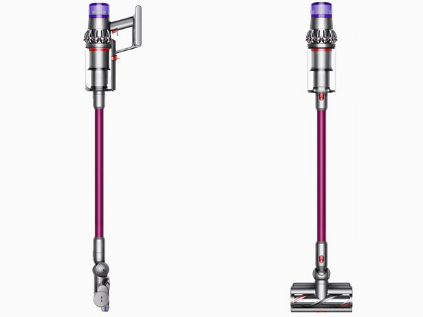 Vue de face et de côté de l’aspirateur balai sans fil Dyson V11 Torque Drive