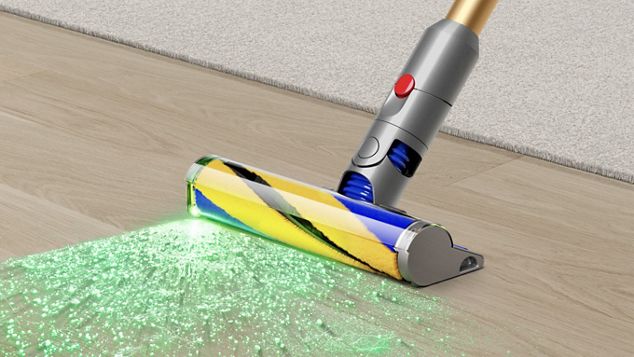 Grüner Lichtstrahl des Dyson V12™ Staubsaugers