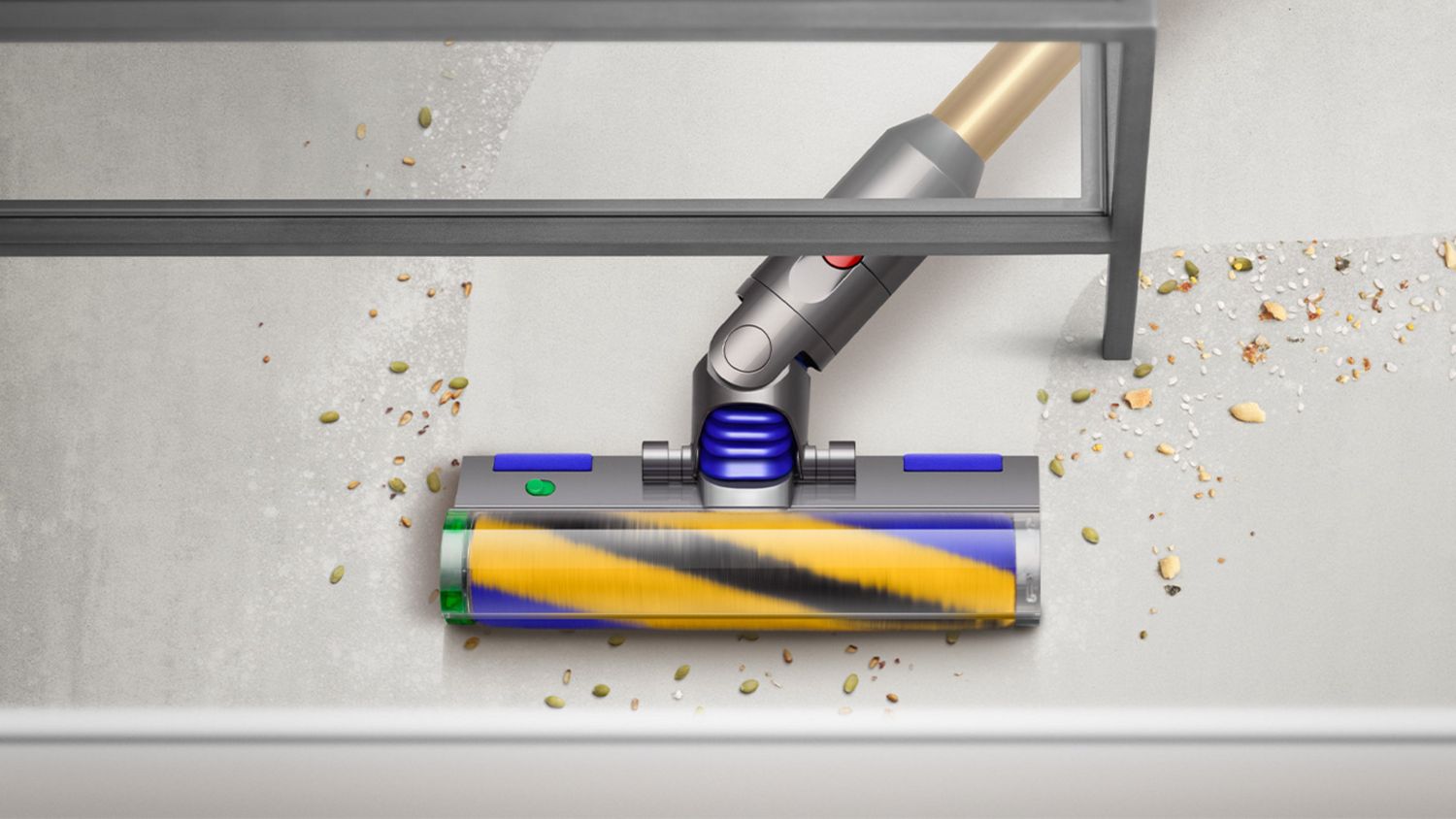 Tecnología interior de la aspiradora sin cables Dyson V12 Detect™ Slim Absolute (Amarillo/Níquel).