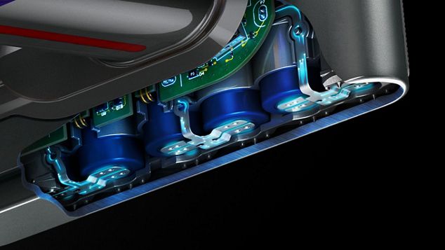 Cutaway of the Dyson 7-cell Nickel-Cobalt-Aluminium battery.