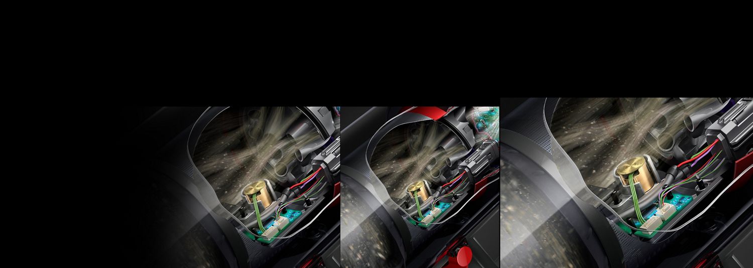 Dyson V15s debris being filtered through the machine across a sensor. Dyson Vacuum Cleaner V15S Detect Submarine