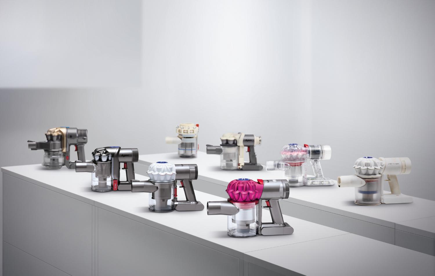 Selection of Dyson cord-free vacuums and prototypes