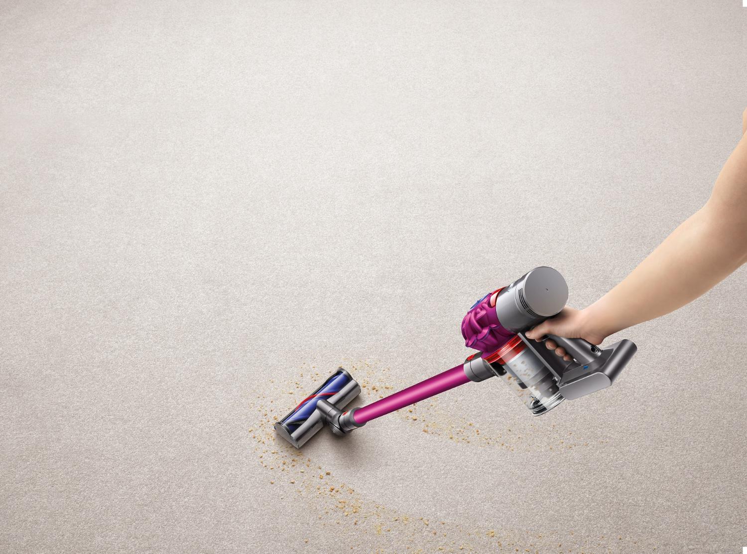 Dyson cord-free vacuum on carpet