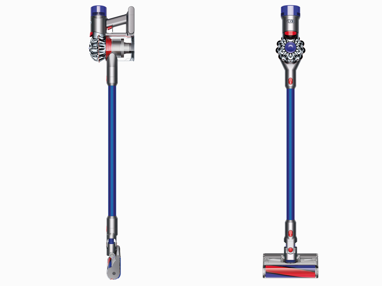 Dyson V7 Parquet Extra trådløs støvsuger sett forfra og fra siden