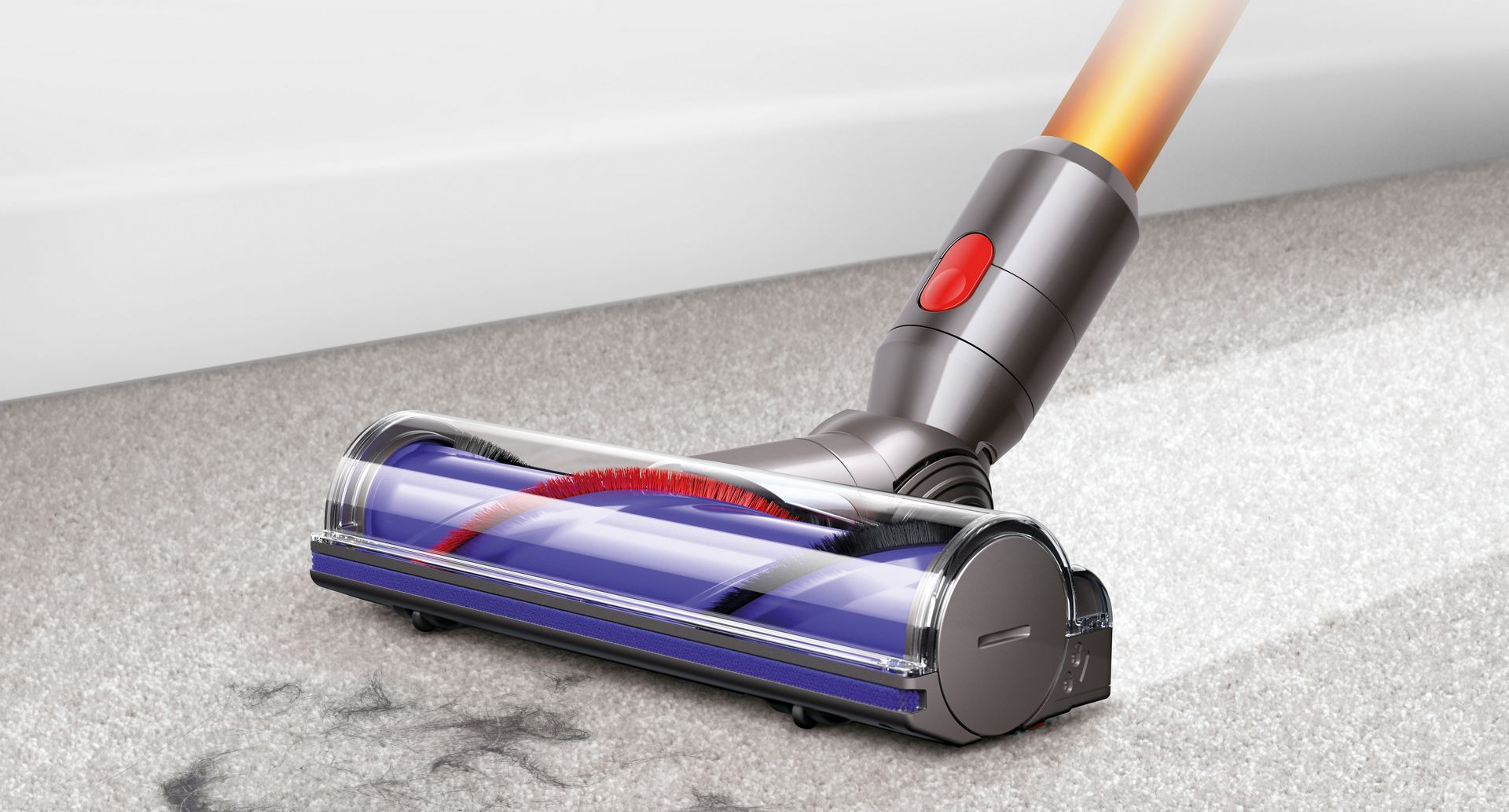 Detalhe da escova direcionável Dyson.